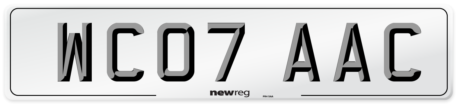WC07 AAC Number Plate from New Reg
